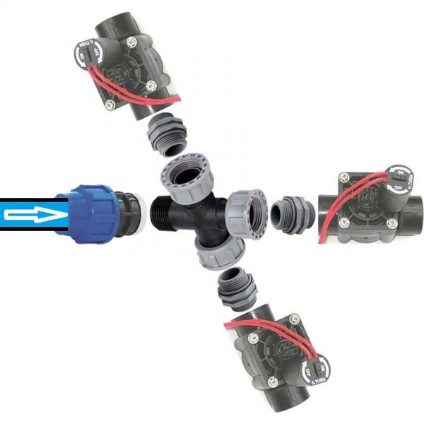 Kunststoff -Kreuzverteiler bzw. Kreuzstück / Wasserverteiler